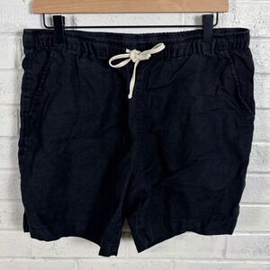 Alex Crane Bo Linen Shorts Mens L Black Drawstring Elastic Waist Casual